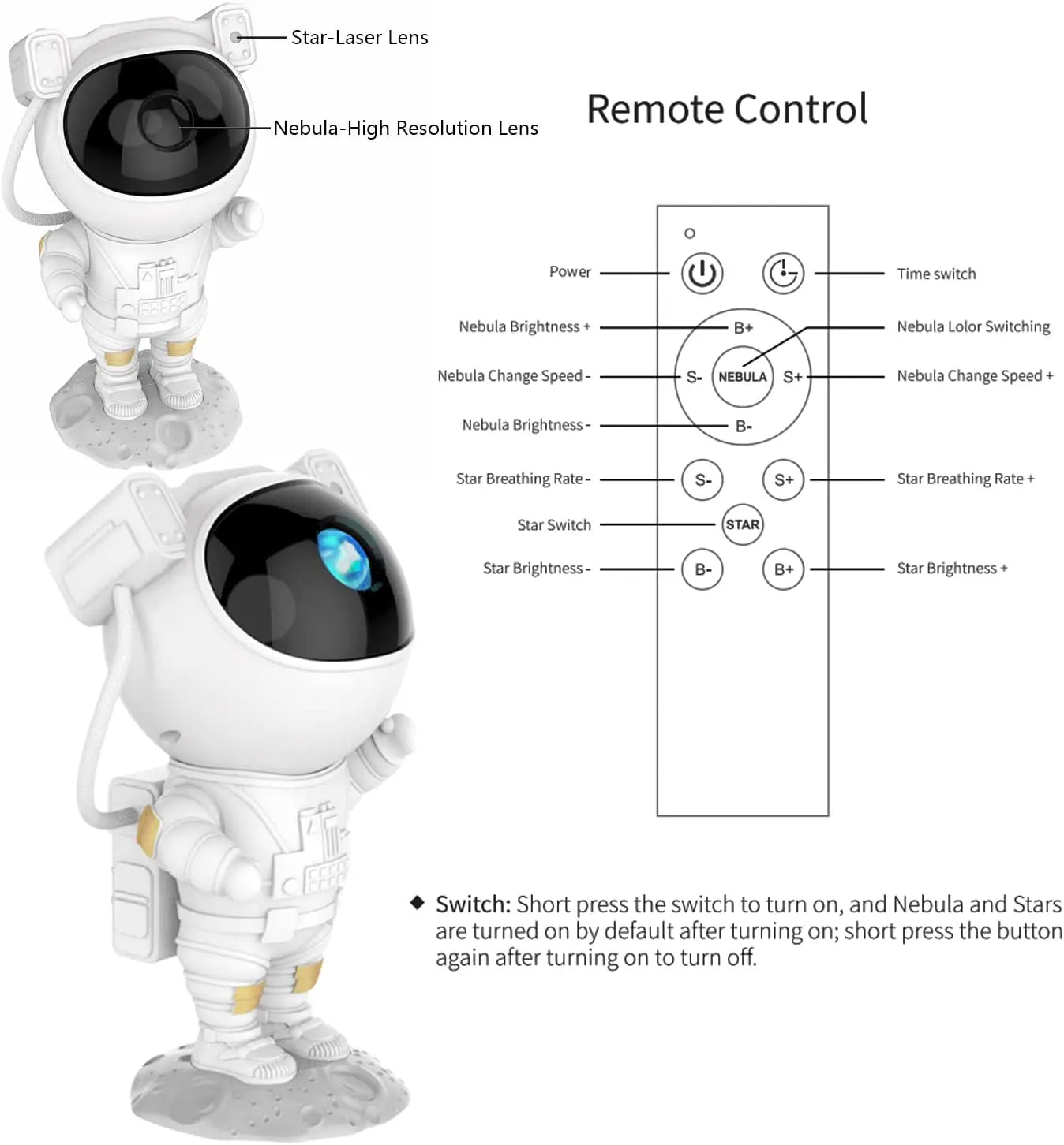 Astronaut Star Projector Night Light